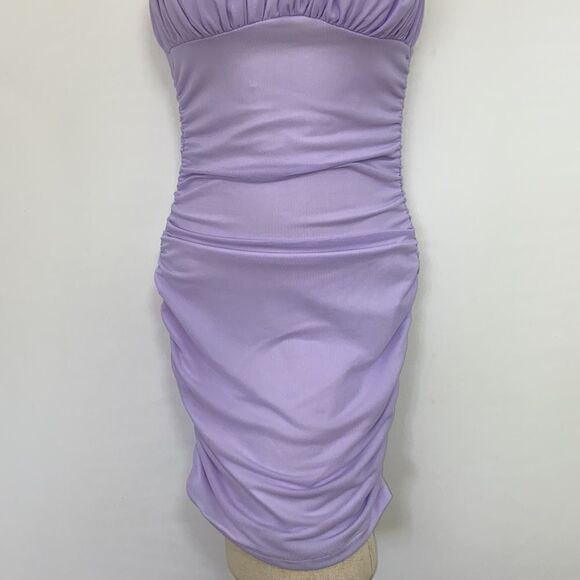 Princess Polly Dress"Penney" Ruched Lilac Mini Dress New With Tag Sz 2 - Picture 4 of 8